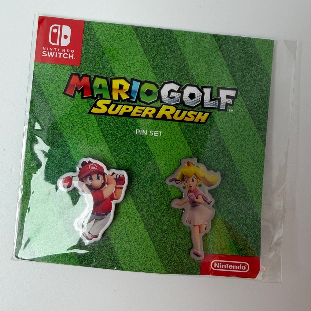 Mario Golf Super Rush Nintendo Switch Promo Pin Set *NEW* Mario & Princess Peach